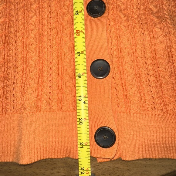 Talbots Petites Small Orange Ribbed Knit Cardigan Sweater Button Front - Picture 7 of 13